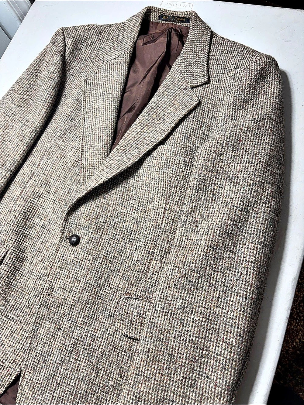 Gimbels Harris Tweed Sport Coat Brown Gray Size Medium